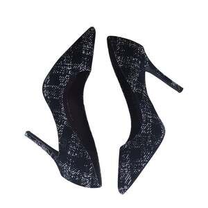 BCBGeneration Heels Women’s 9.5 Black White Patterned Pointed Stiletto Pumps